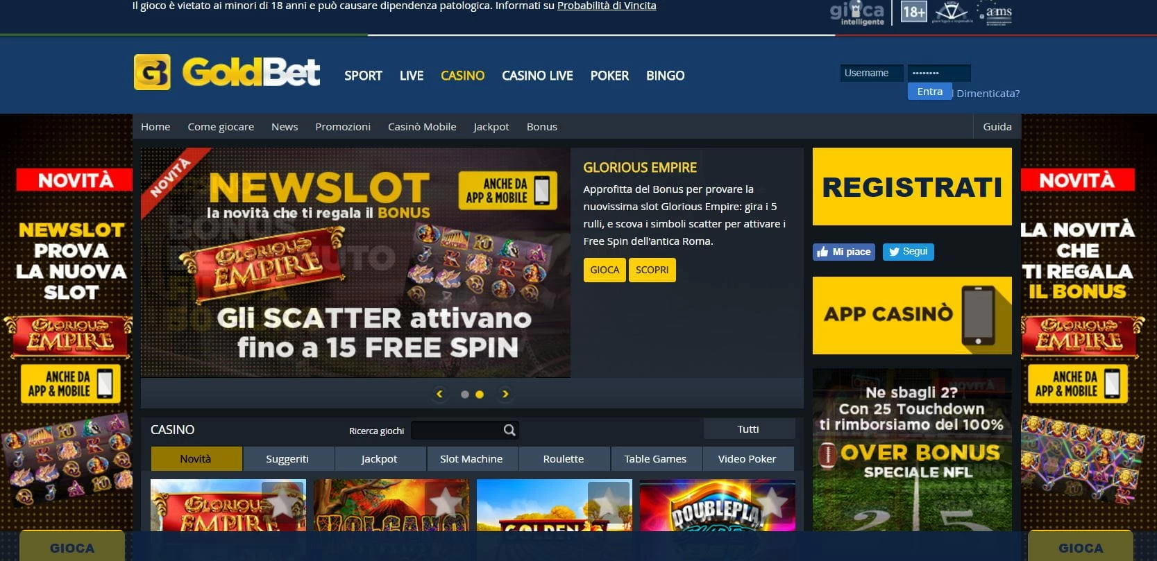 goldbet casino homepage