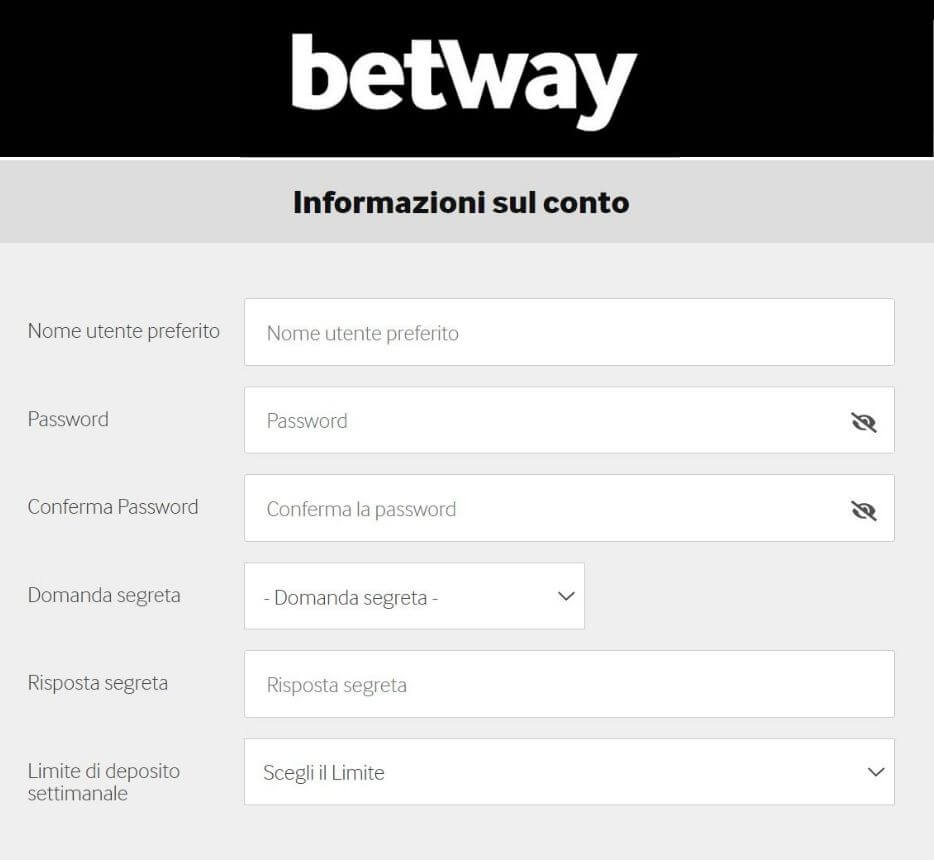 codice promozionale betway registrazione casinò
